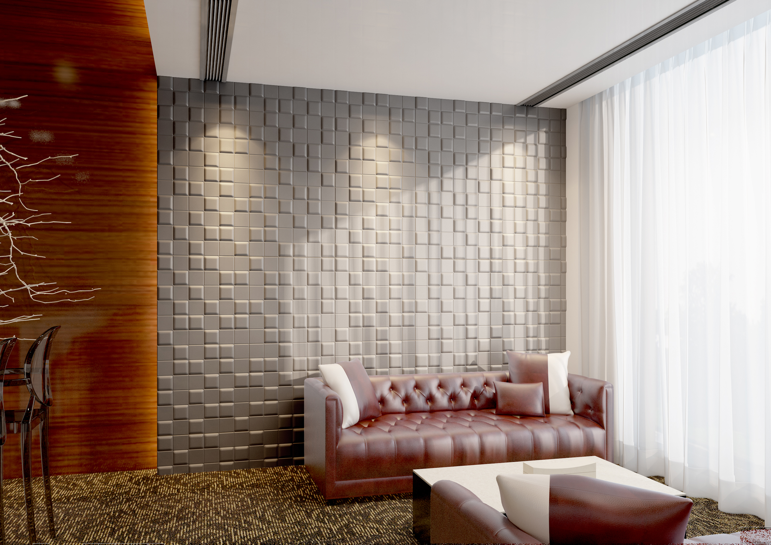 3d foam wallcovering- curtain wall-Chanel (2)