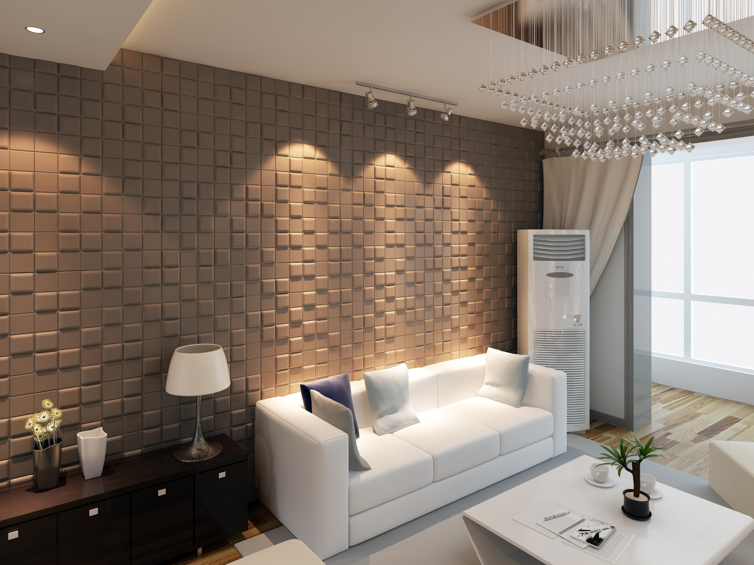 3d foam wallcovering- curtain wall-Chanel (3)