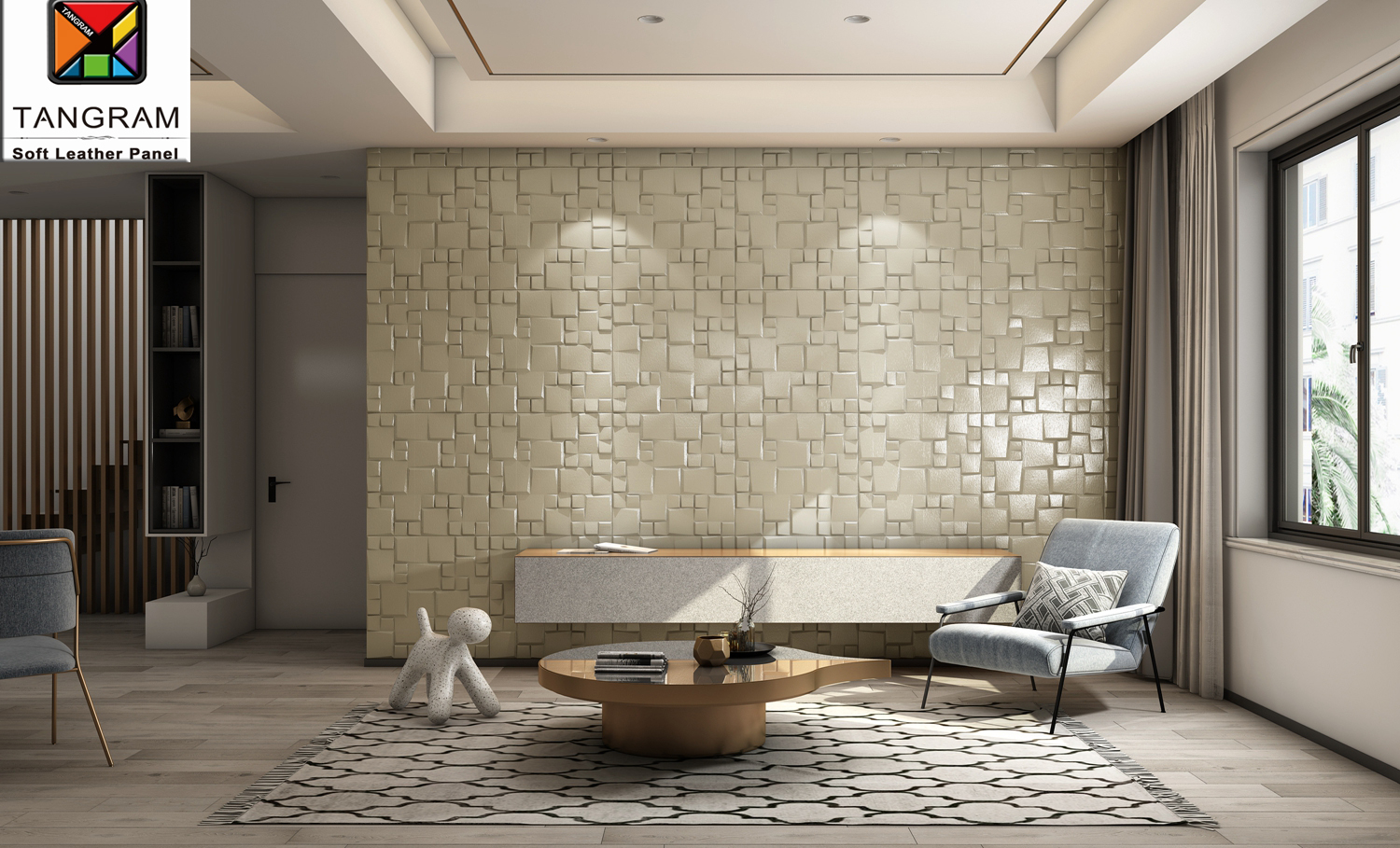 3d wall design leather wallpaper-Barcelona (3)