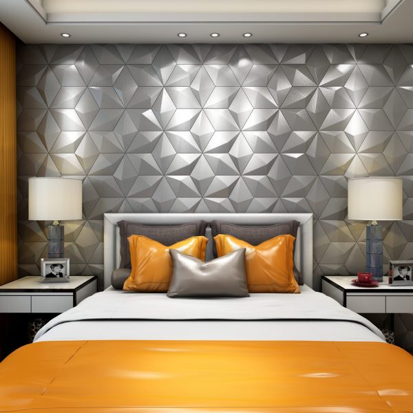 Pu Leather Blue Hotel 3D Wall Panel