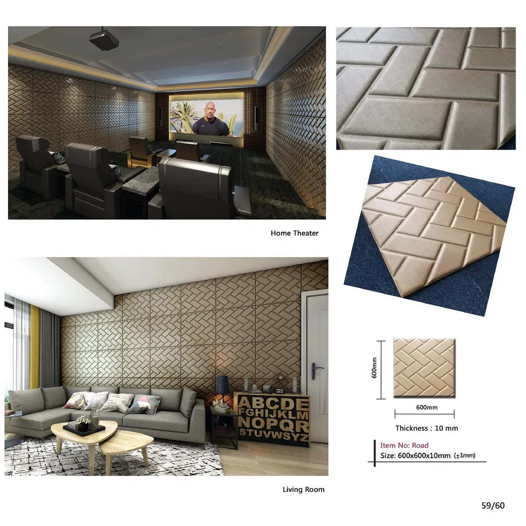 Indoor Decoration Wallpaper Wall System 3D Soft Leather Wall Panel