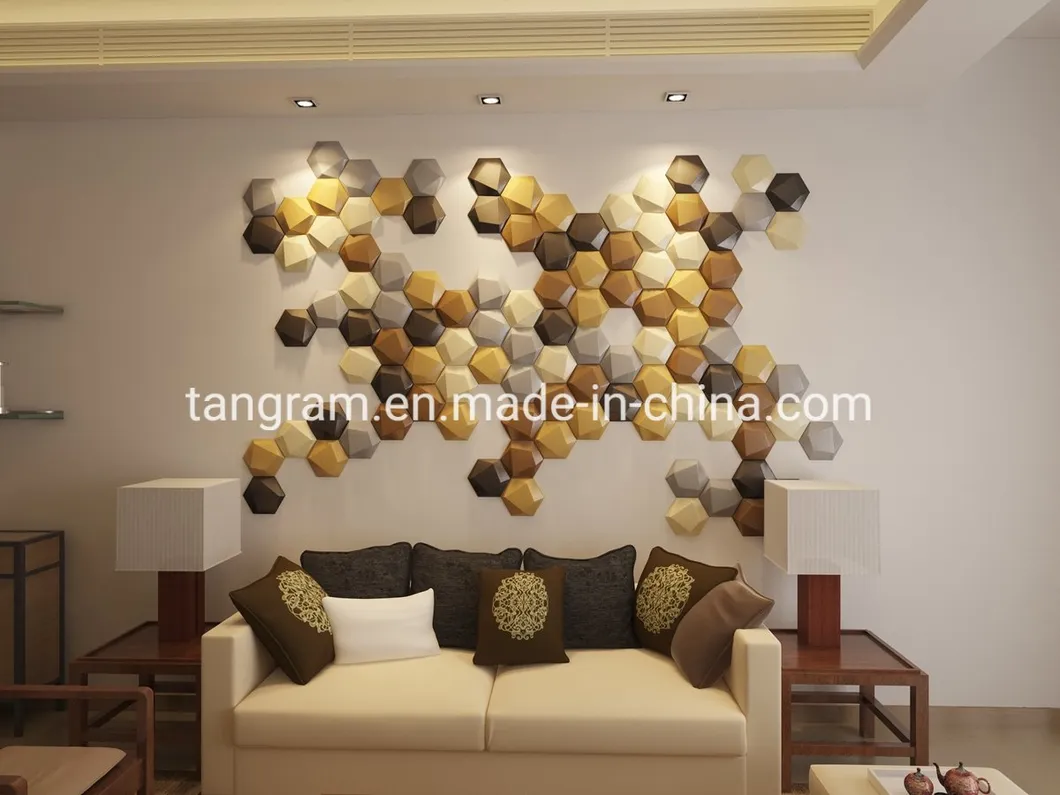 Indoor Wall Decoration Leather Mosaic Tiles 3D PU Wall Paper