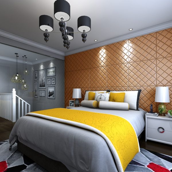 Fireproof Blue Hotel 3D Wall Panel