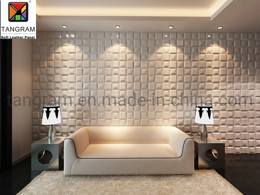 Moisture Proof Soundproof Acoustic Wall Tiles 3D Leather Wall Panel