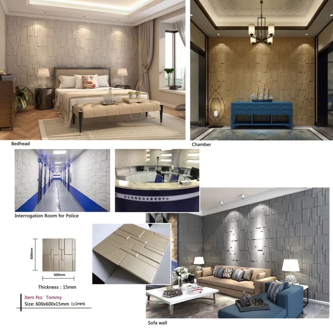 Moisture Proof Soundproof Interior Wall Decoration 3D Wallpaper Leather Panel