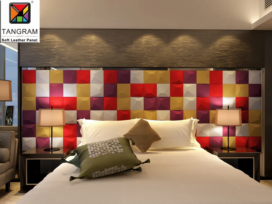 Soundproof Interior Wall Decoration Mosaic Tiles 3D Leather Panel