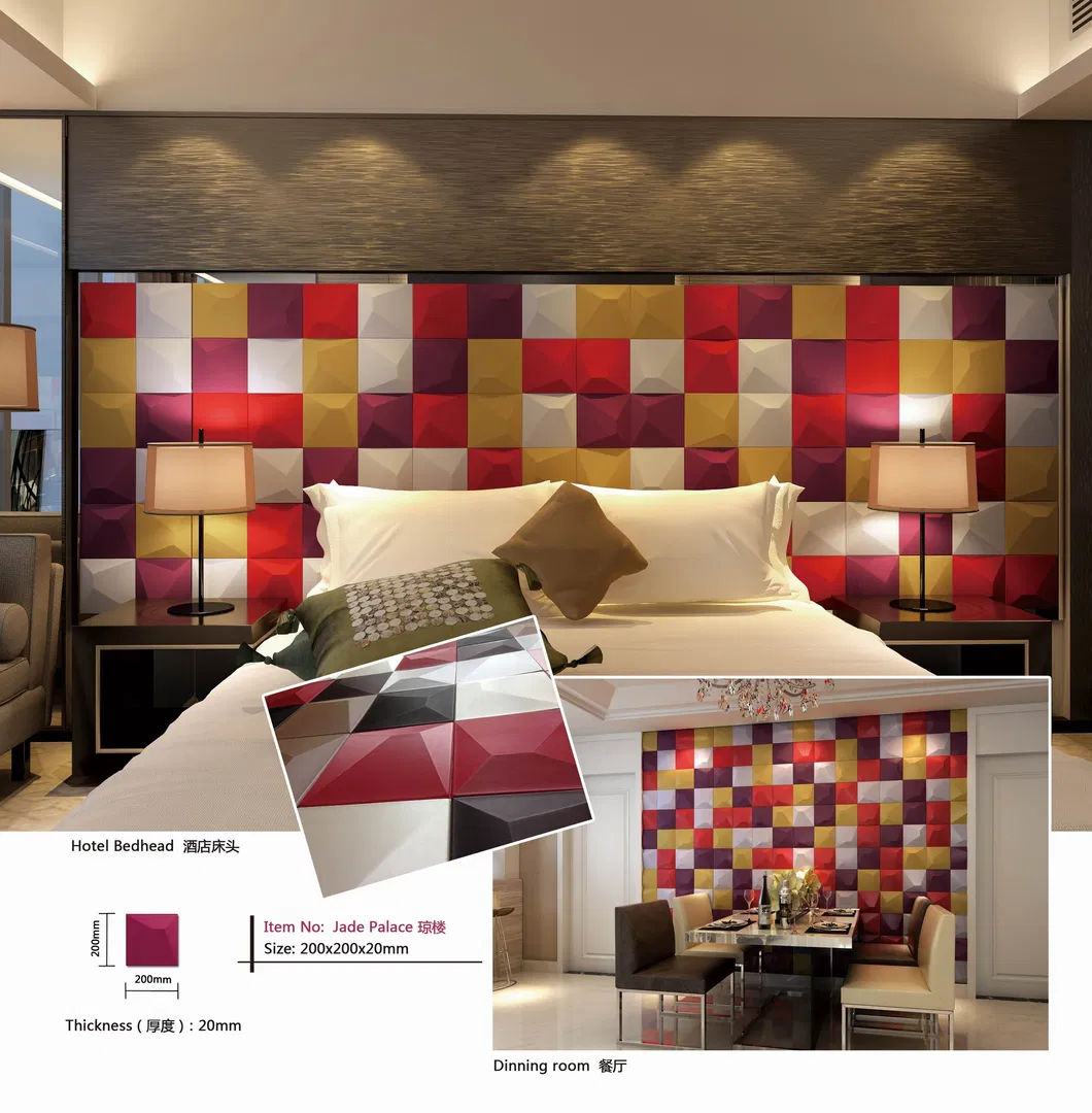 Soundproof Interior Wall Decoration Mosaic Tiles 3D Leather Panel