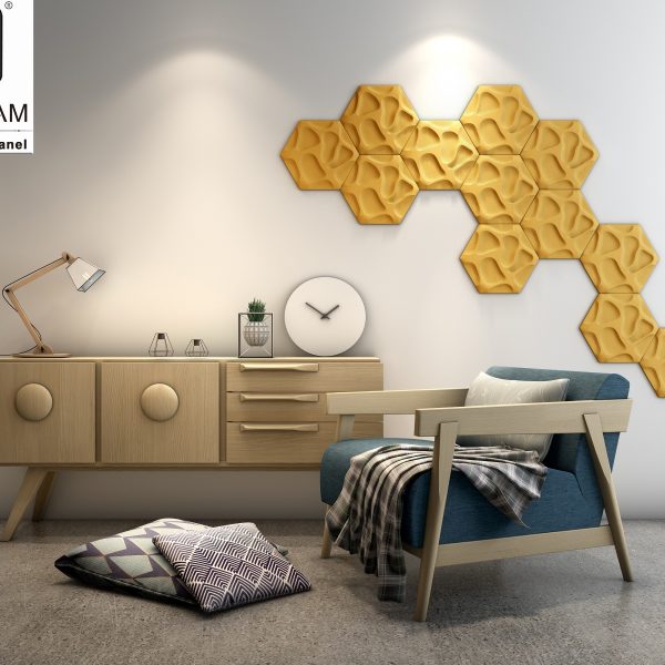 Eco Friendly Golden Indoor 3D Mosaic Tile