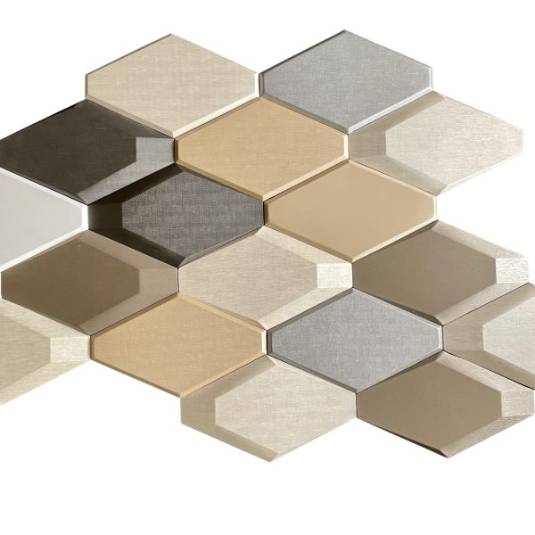 Semi Pu Leather Golden Indoor 3D Mosaic Tile